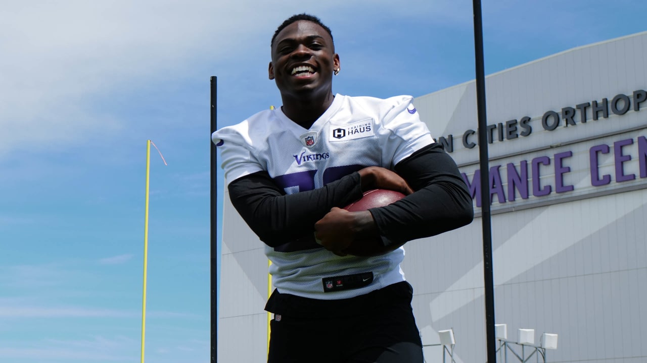 Minnesota Vikings first round draft pick, center Garrett Bradbury,  addresses the media after rookie minicamp workouts at the NFL football  team's complex Friday, May 3, 2019, in Eagan, Minn.Bradbury played for North