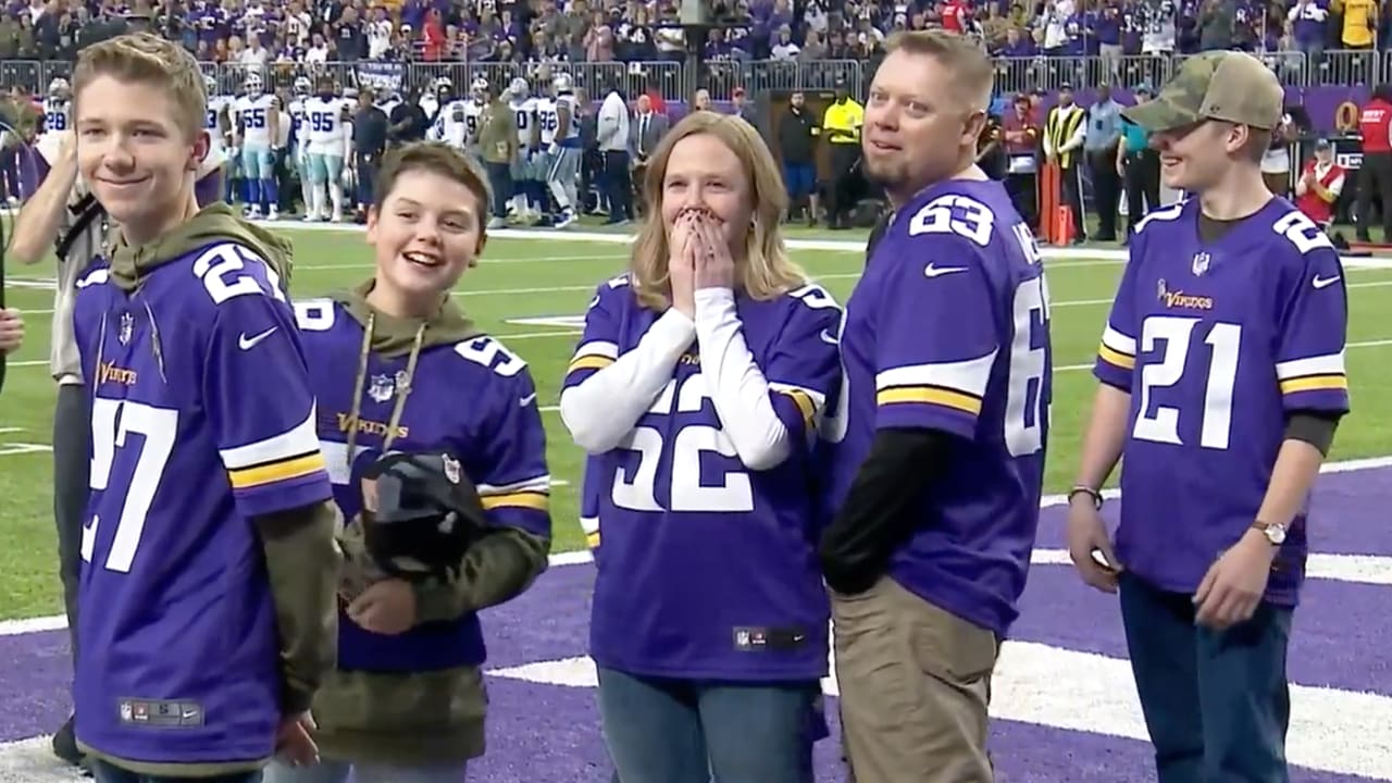 Season Ticket Member Susan Votel Sounds the Gjallarhorn Prior To Vikings- Titans