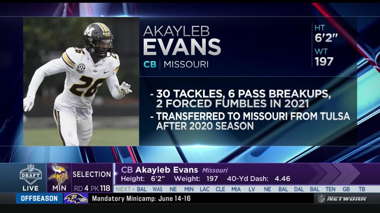 Mizzou Football: Missouri Cornerback Akayleb Evans selected by Minnesota  Vikings in 4th Round of the NFL Draft - Rock M Nation