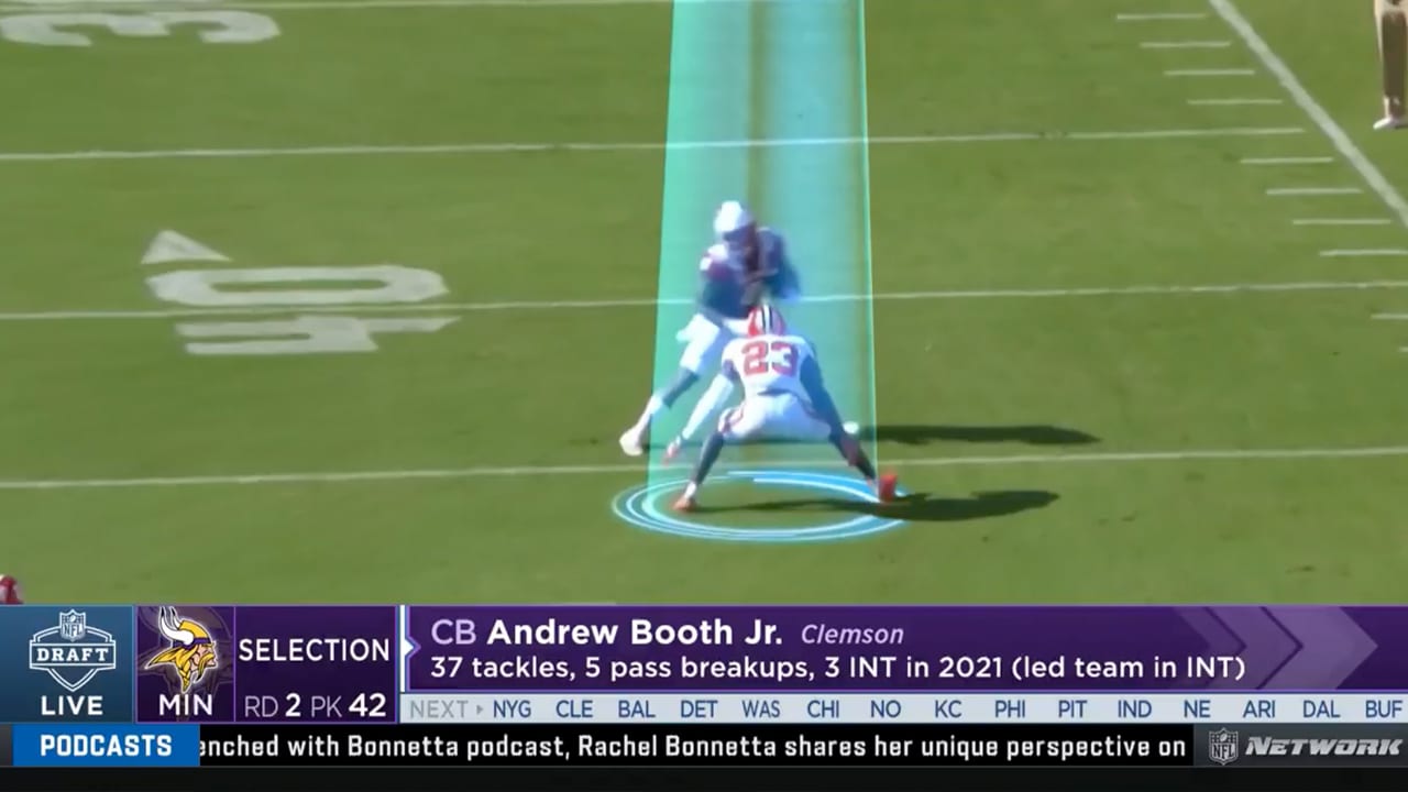 2022 NFL Draft: CB Andrew Booth Jr., Clemson, Draft Pick 42