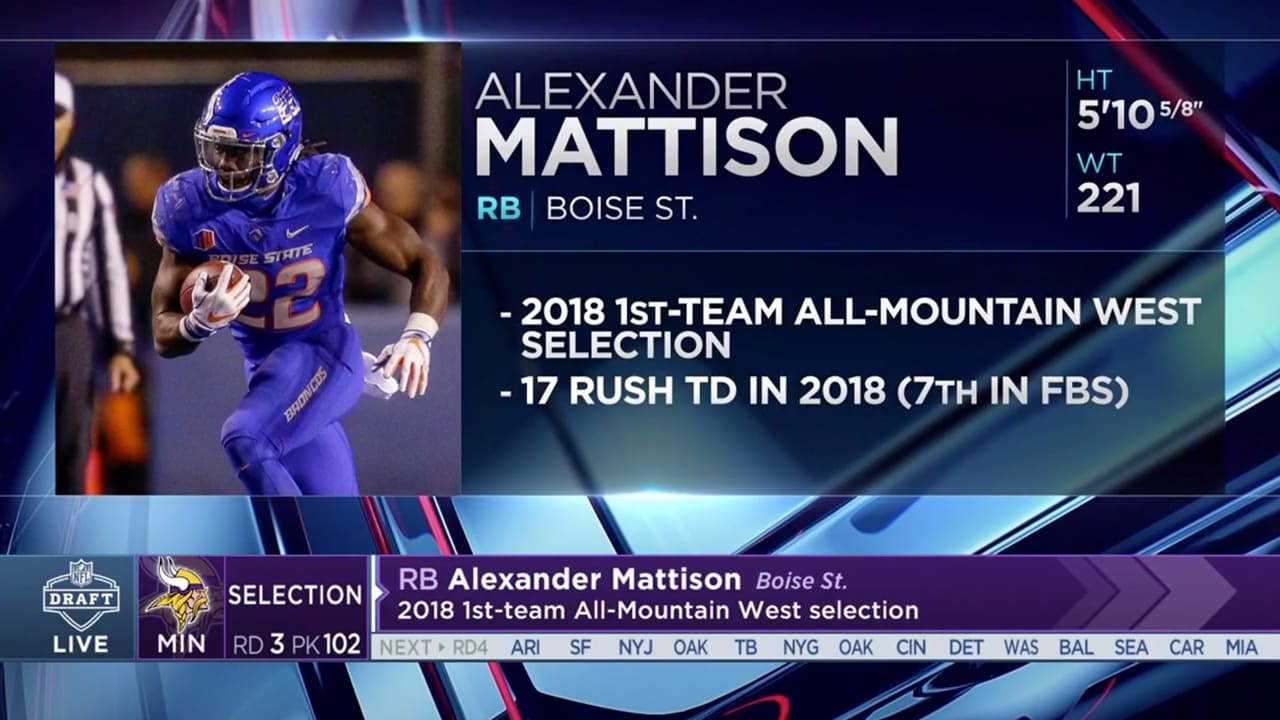 Vikings Select Boise State Rb Alexander Mattison In Round 3