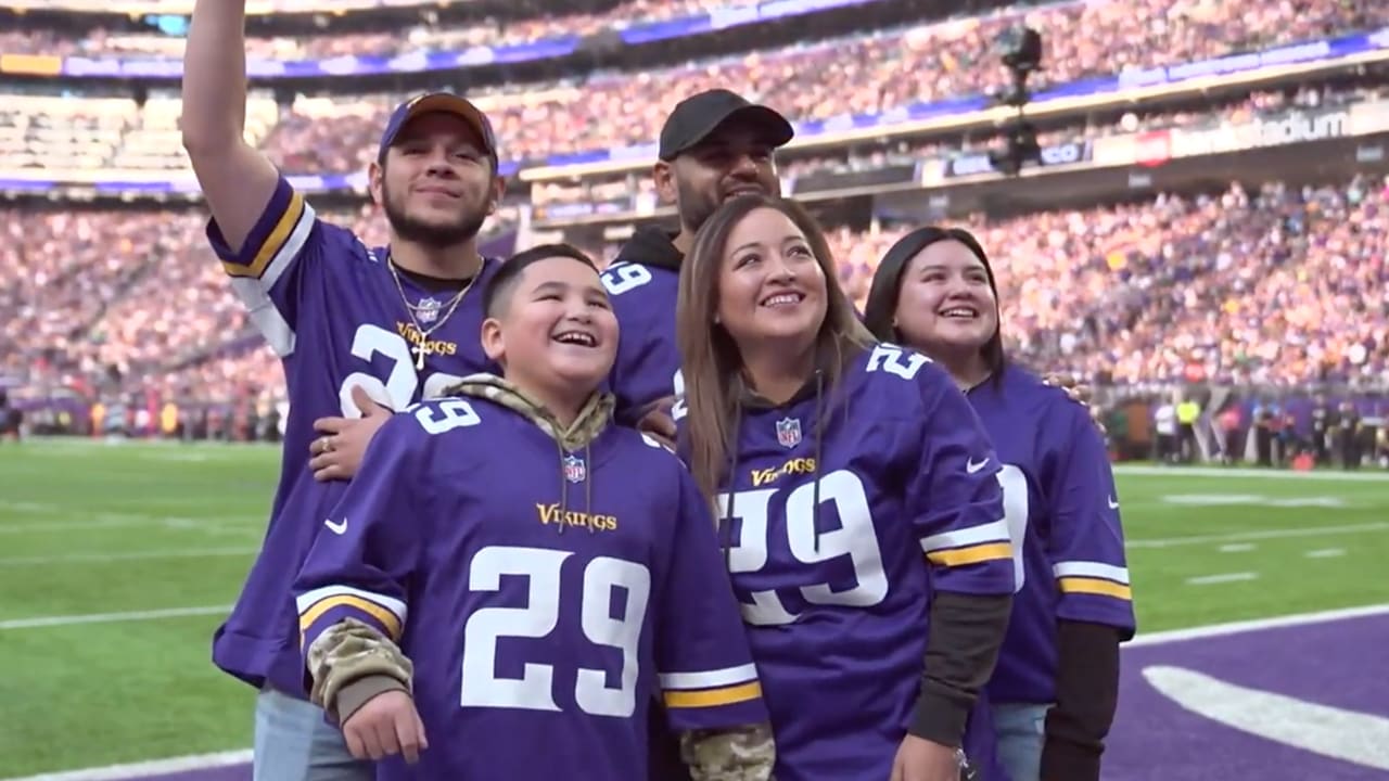 Season Ticket Member Susan Votel Sounds the Gjallarhorn Prior To Vikings- Titans