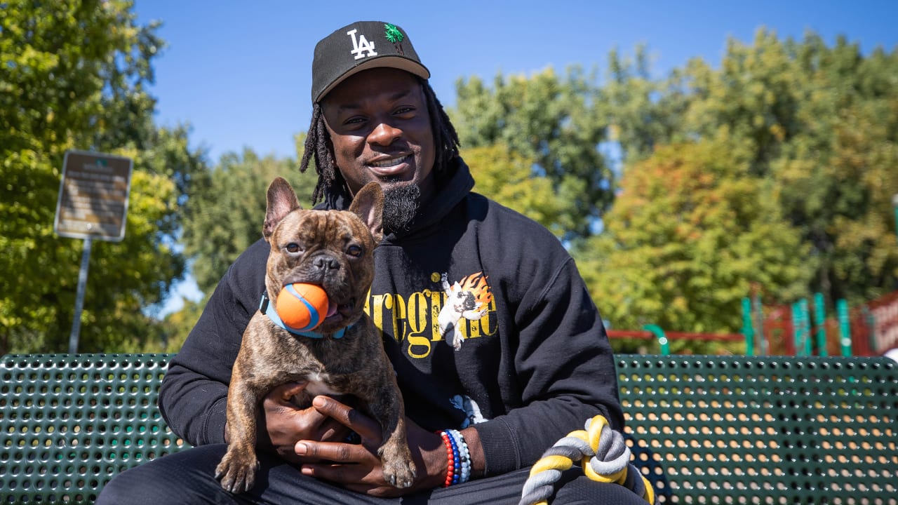 Purple Pups: Brian Asamoah II's French Bulldog Takes Front-Row