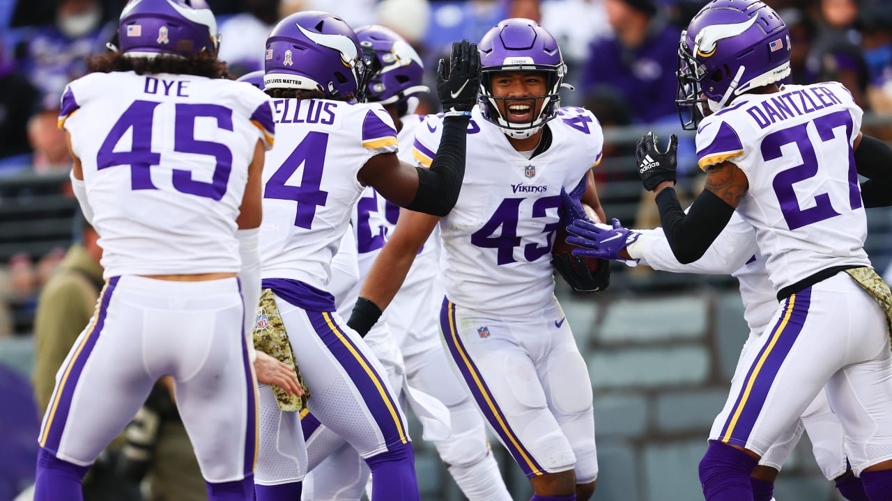 Minnesota Vikings safety Camryn Bynum (24) walks off the field