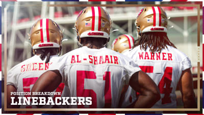 San Francisco 49ers linebacker Oren Burks (48) looks into the backfield  during an NFL preseason football