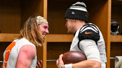 Trenton Irwin smiles big with game ball after Cincinnati Bengals win