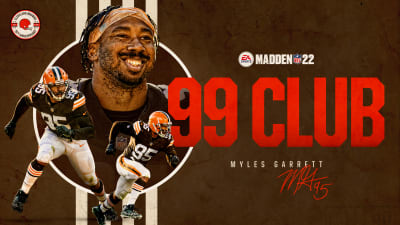 Congratulation Myles Garrett in The Madden NFL 99 Club T-shirt