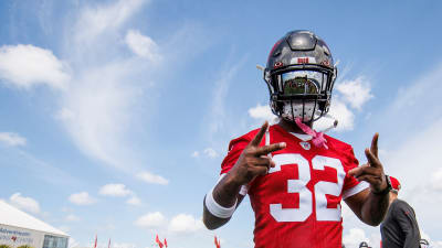 Tampa Bay Buccaneers safety Mike Edwards (32) awaits the snap