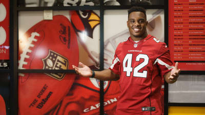 Arizona Cardinals LB Devon Kennard films segment to run during Super Bowl encouraging kids fitness for NFL PLAY 60