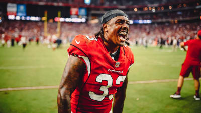 Arizona Cardinals cornerback Antonio Hamilton Sr., right, celebrates after  intercepting a pass with safety Andre Chachere during the second half of an  NFL preseason football game against the Denver Broncos in Glendale