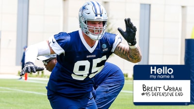 Dallas Cowboys defensive end Brent Urban (95) defends during the