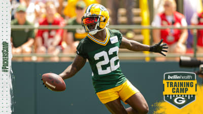 Green Bay Packers cornerback Shemar Jean-Charles (22) and cornerback Eric  Stokes (21) celebrate after an NFL football game against the Arizona  Cardinals, Thursday, Oct. 28, 2021, in Glendale, Ariz. The Packers won