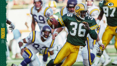 Green Bay Packers' LeRoy Butler (36) jumps into the crowd after  intercepting a Cincinnati Bengals pass in the end zone in the fourth  quarter Sunday, Dec. 3, 1995, in Green Bay, Wis.