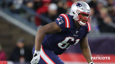 New England Patriots Marcus Cannon #61 in action against the Los