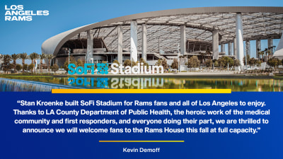 Rams plan full-capacity games for fans at SoFi Stadium for