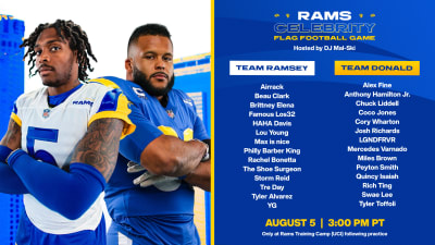 Los Angeles Rams on X: Team @AaronDonald97 vs. Team @jalenramsey The stars  are coming out to #RamsCamp for our inaugural celebrity flag football game  