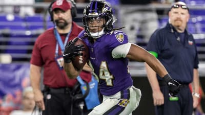 Baltimore Ravens running back Keaton Mitchell outruns Washington  Commanders' defense on 31-yard sprint