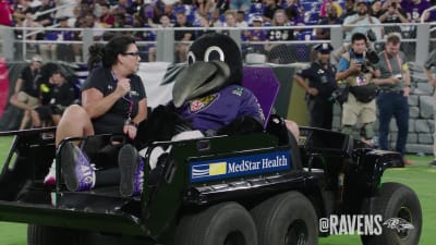 Ravens mascot makes triumphant return from brutal injury