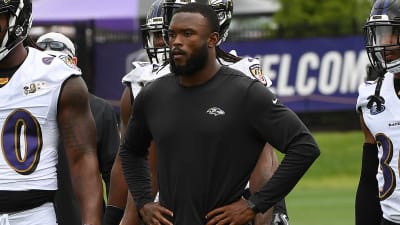 Baltimore Ravens linebacker Zach Orr (45) during the first half of an NFL  preseason football game Saturday, Aug. 16, 2014, in Arlington, Texas. (AP  Photo/Brandon Wade Stock Photo - Alamy