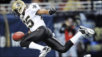 Buffalo Bills Jabari Greer returns a 33-yard interception through the St. Louis  Rams defense for a touchdown in the fourth quarter at the Edward Jones Dome  in St. Louis on September 28