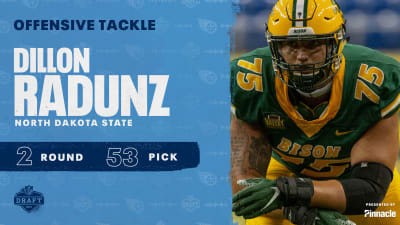 The Tennessee @titans selected offensive tackle Dillon Radunz of North  Dakota State with their first pick in the second round of the 2021…