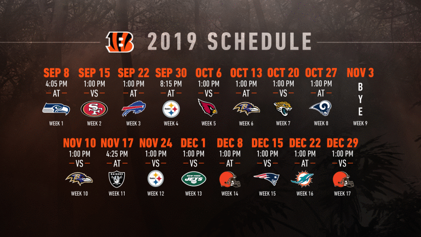 Bengals 19 Schedule Announced Single Game Tickets On Sale Now