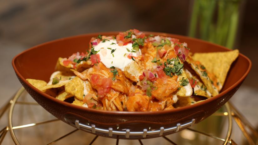 505 Green Chile Chicken Nachos at an unveiling of new menu items and beverages presented by Aramark and a demonstration of technology available at Empower Field at Mile High on September 13, 2019. (Photo by Ben Swanson)