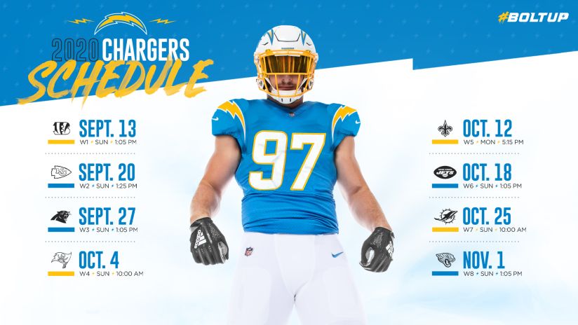 la chargers jersey schedule