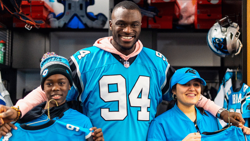 Participants of a London youth football program earned the chance to meet the Panthers defensive end in Charlotte.