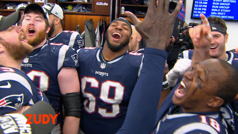 Locker Room Celebration Following Win Over Bills