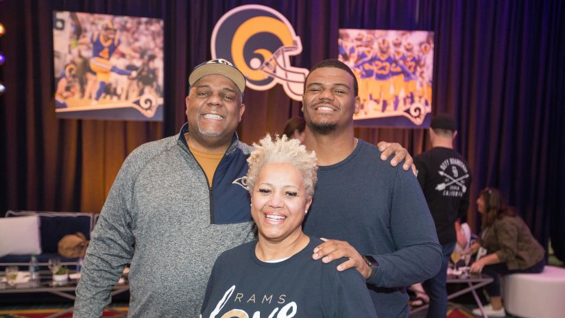 Family and friends of Micah Kiser of the Los Angeles Rams arrive at a reception for Super Bowl LIII, Thursday, January 31, 2019, in Atlanta, GA. (Jeff Lewis/Rams)