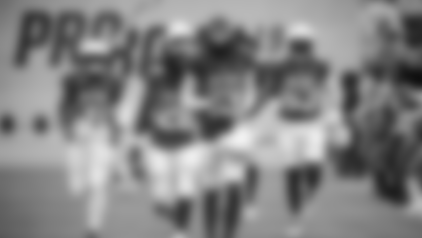 Chargers Pro Bowlers Adrian Phillips, Melvin Gordon, Keenan Allen, Melvin Ingram, Derwin James and Mike Pouncey run onto the field during player introductions before the 2019 Pro Bowl on Sunday, Jan. 27, 2019, in Orlando, FL.