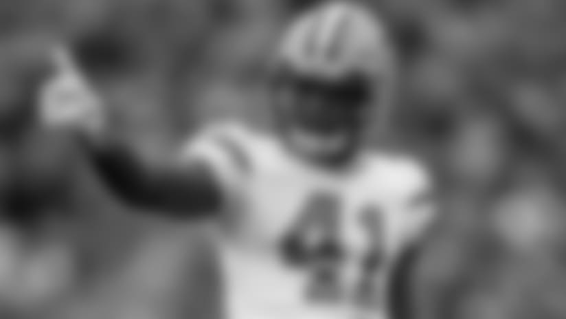 Green Bay Packers cornerback Lenzy Pipkins signals at the line during the game against the Cleveland Browns Sunday Dec. 10 2017 Cleveland. The Packers defeated the Browns 27-21