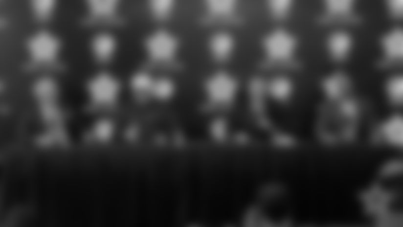 Cowboys owner/GM Jerry Jones, COO Stephen Jones, head coach Mike McCarthy and former LB Sean Lee meet with the media as they continue preparations for Thursday's first round.