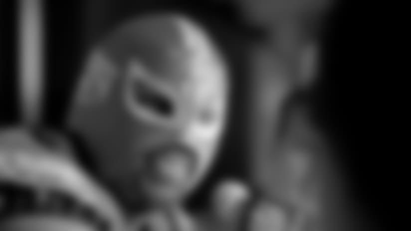 DT Fletcher Cox wearing a luchador mask.