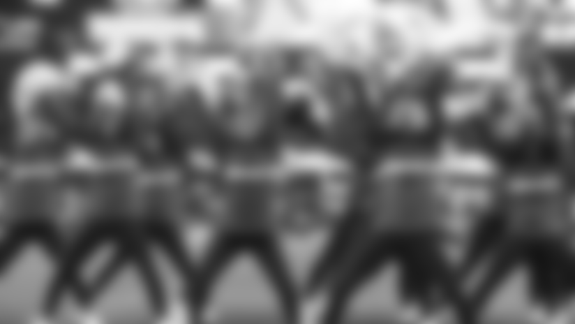 Cheerleaders perform during Patriots-Vikings Game