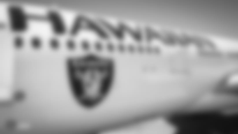 The Oakland Raiders depart for their game against the Los Angeles Rams, Friday, August 17, 2018, in Oakland, California.