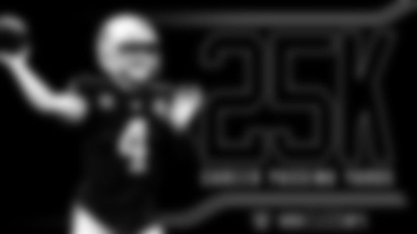 The Las Vegas Raiders quarterback continues to reach new career milestones, the latest being 25,000 passing yards — and he did it in 104 games.