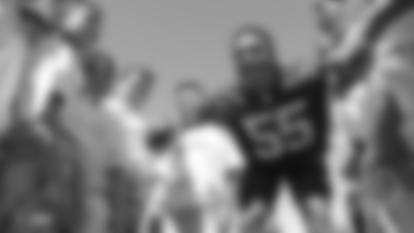 The Oakland Raiders collaborate with the Oakland Police Activities League (PAL) to promote a brand-new NFL FLAG Football League by leading local elementary school students through flag football drills and games, Tuesday, September 11, 2018, in Oakland, California. Joining PAL officers are Oakland Raiders players Keith Smith, Tahir Whitehead, Rashaan Melvin, Maurice Hurst, Kolton Miller, and Marquel Lee.