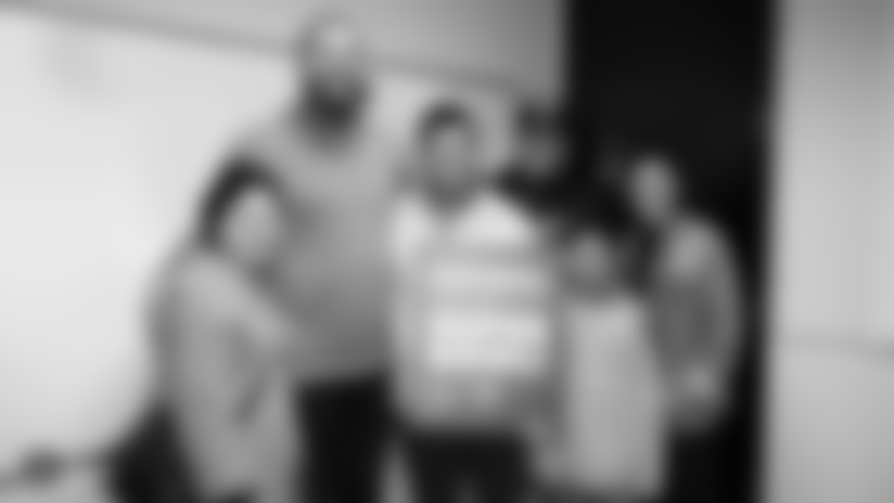 UCSF Benioff Oakland patient Antonio and his family attend Raiders walk through for a chance to meet the team before tight end Lee Smith helps with a surprise reveal with two Super Bowl 53 tickets in Atlanta, Georgia for Antonio and his dad, Thursday, December 27, 2018, in Alameda, California.