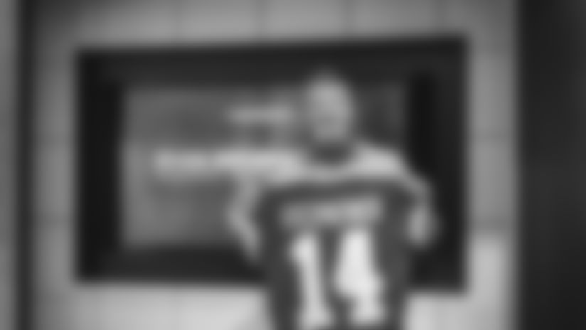 Ryan Fitzpatrick tours Inova Sports Performance Center on March 18, 2021 in Ashburn, Virginia.