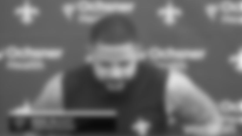 New Orleans Saints offensive linemen Erik McCoy talks about the Saints' offensive line execution prior to Week 3 against the Green Bay Packers at the Mercedes-Benz Superdome on Sunday, September 27, 2020.