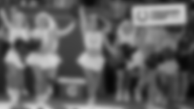 The Indianapolis Colts Cheerleaders performed before the team's training camp practice during Back Together Weekend at Grand Park.