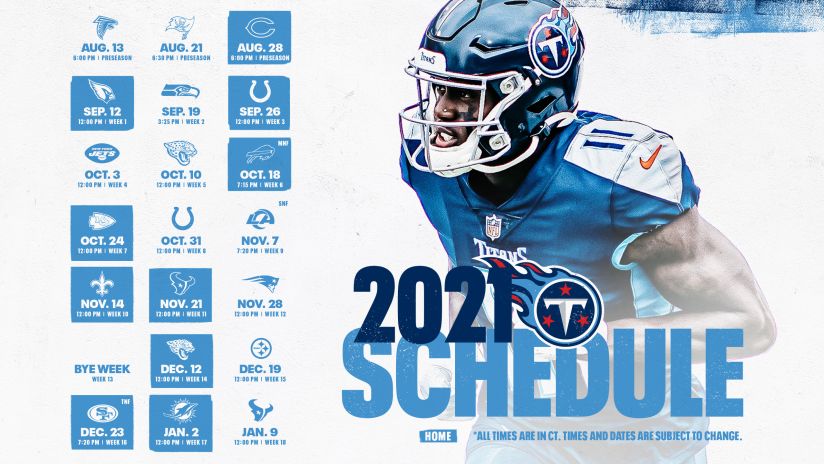 Titans Release 21 Schedule And It Includes Three Primetime Games