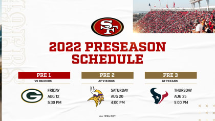49ers Finalize 2022 Preseason Dates and Times