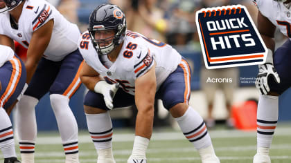 CHICAGO, IL - DECEMBER 20: Chicago Bears guard Cody Whitehair (65) looks on  during a game between the Chicago Bears and the Minnesota Vikings on  December 20, 2021, at Soldier Field in