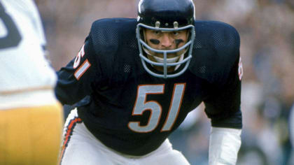 Football: Chicago Bears Dick Butkus No.51 in Action, Blocking