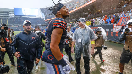 Heavy rain floods Soldier Field during Chicago Bears' season