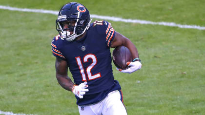 Chicago Bears wide receiver Allen Robinson (12) tries to bring in a catch  over Raiders cornerba …