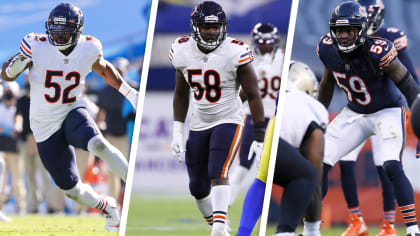 November 10, 2019: Chicago, Illinois, U.S. - Bears #59 Danny Trevathan runs  on to the field before the NFL Game between the Detroit Lions and Chicago  Bears at Soldier Field in Chicago